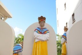 colorful statues near church in Sint Maarten, Philipsburg