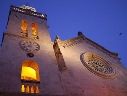church in croatia at dusk