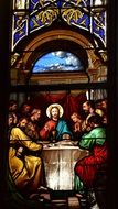 Beautiful colorful Stained Glass in the church in France