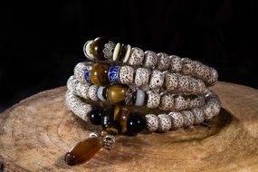 buddhist rosary with brown stones