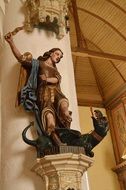 statue of George the Victorious with a dragon in the church