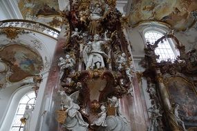 white-gold interior of a church in Germany