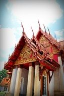 buddhist temple with red roof in tibet