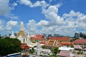 panoramic view of buddhist temple in thailand