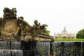 sculptures and artificial waterfall at Ludwigslust Palace, germany, Mecklenburg-Vorpommern