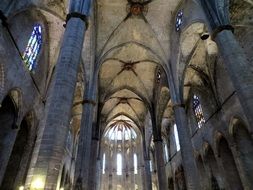 columns at Church ceiling, spain, Barcelona