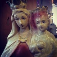 ceramic statue of St. Mary and the baby