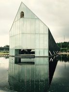 glass-fronted church on Jeju Island