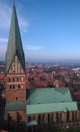 green church spire in Luneburg