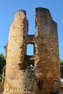 ruined church tower in France
