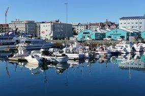 panoramic view of boats in the port of reykjavik