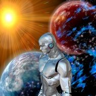 fantasy plot depicting a robot in the universe
