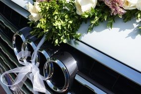 Wedding decoration on Audi car