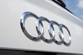 Audi logo on white car