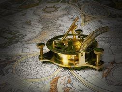 antique sundial on the map