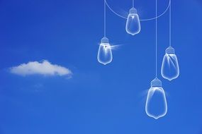 light bulbs on a blue sky background