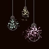 three colored light bulbs