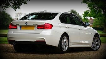 rear view of a luxury white car