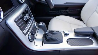 gearbox in the interior of a luxury Mercedes