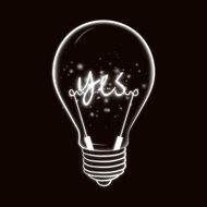 drawing of a light bulb on a black background