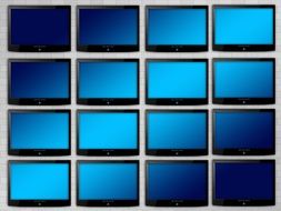 wall of blue monitors