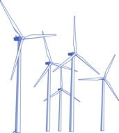 graphic representation of several wind turbines