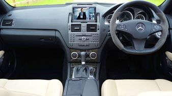 stylish modern dashboard of a luxury Mercedes