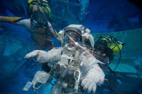 Astronauts training in water