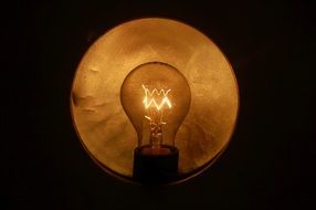 Bright glowing light bulb in the dark