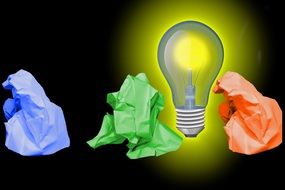 Light Bulb and color Paper drawing