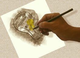 Draw Light Bulb Hand Energy