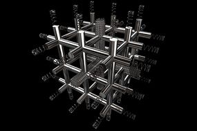 metal cube in black background