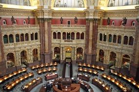 panoramic view of the public library hall in washington