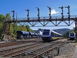 trains on the railway at the station, germany, bad harzburg