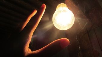 lamp light on hand