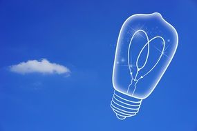 drawing of an idea symbol on a blue sky background
