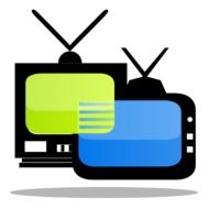 drawn blue and green tv screens