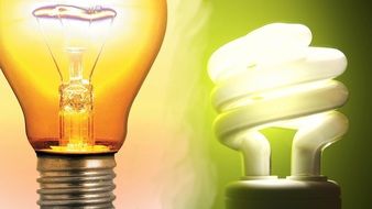 Light bulbs of different types and with different light