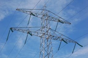 electric pole on the background of blue sky
