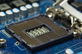 open Intel processor Soket on motherboard