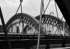 Black and white photo of the bridge over the channel