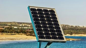 solar cells on the coast close-up