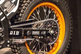 Motorcycle Chain and Axle close up