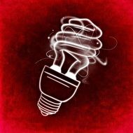 spiral light bulb on a red background