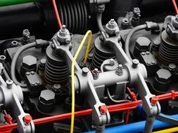 diesel engine with valves close up