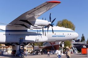 cargo plane with a propeller as an exhibit