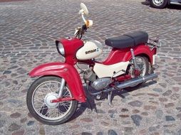 red retro simson motorcycle