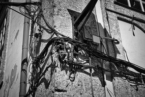 powerful electric cables on the wall