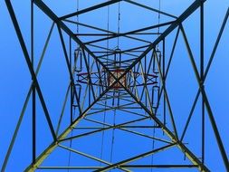 inside view of a metal support of power lines