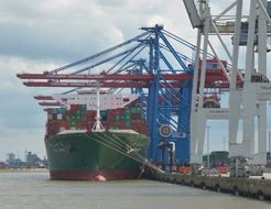 container ship in hamburg port